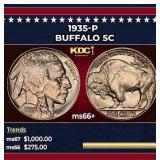 1935-p Buffalo Nickel 5c ms66+ SEGS