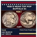 1938-d Buffalo Nickel Near Top Pop 5c ms67+ SEGS