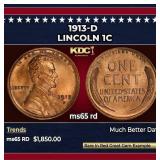1913-d Lincoln Cent 1c ms65 rd SEGS