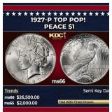 1927-p Peace Dollar TOP POP! $1 ms66 SEGS