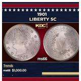 1901 Liberty Nickel 5c ms66 SEGS
