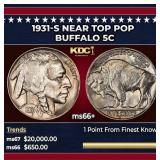 1931-s Buffalo Nickel Near Top Pop 5c ms66+ SEGS