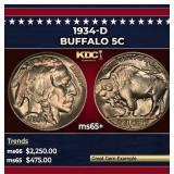 1934-d Buffalo Nickel 5c ms65+ SEGS