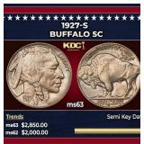 1927-s Buffalo Nickel 5c Select Unc USCG