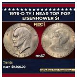1976-d Ty 1 Eisenhower Dollar Near Top Pop $1 ms67