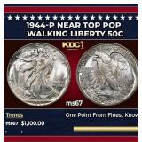 1944-p Walking Liberty Half Dollar Near Top Pop 50
