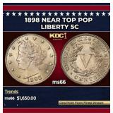 1898 Liberty Nickel Near Top Pop 5c ms66 SEGS