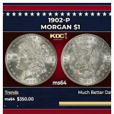 1902-p Morgan Dollar $1 Grades Choice Unc