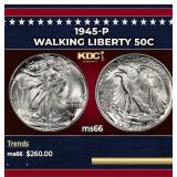1945-p Walking Liberty Half Dollar 50c Grades GEM+