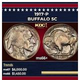 1917-p Buffalo Nickel 5c ms66+ SEGS