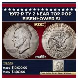 1972-p Ty 2 Eisenhower Dollar Near Top Pop $1 ms65