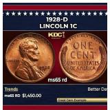 1928-d Lincoln Cent 1c ms65 rd SEGS