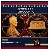 1979-s Ty 1 Proof Lincoln Cent 1c pr70 rd dcam SEG