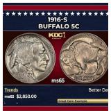1916-s Buffalo Nickel 5c ms65 SEGS