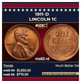 1911-d Lincoln Cent 1c ms65 rd SEGS