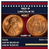 1921-p Lincoln Cent 1c ms66+ rd SEGS