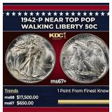 1942-p Walking Liberty Half Dollar Near Top Pop 50