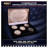 5x Coin Consecutive MORGAN Set 1879-1883-p ALL UNC