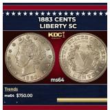 1883 CENTS Liberty Nickel 5c Grades ms64
