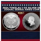 2024 Tokelau 1 oz Silver $5 Zodiac Series: Aries C