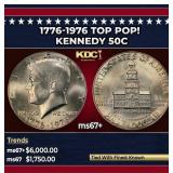 1776-1976 Kennedy Half Dollar TOP POP! 50c ms67+ S