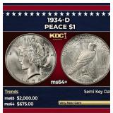 1934-d Peace Dollar $1 ms64+ SEGS