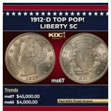 1912-d Liberty Nickel TOP POP! 5c ms67 SEGS
