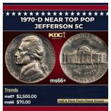 1970-d Jefferson Nickel Near Top Pop 5c ms66+ SEGS