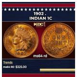 1902 Indian Cent . 1c Grades Choice Unc RD