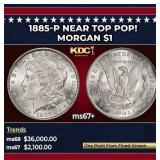 1885-p Morgan Dollar Near Top Pop! $1 ms67+ SEGS