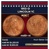 1913-d Lincoln Cent 1c ms65+ rd SEGS