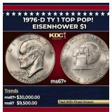 1976-d Ty 1 Eisenhower Dollar TOP POP! $1 ms67+ SE