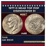 1977-d Eisenhower Dollar Near Top Pop $1 ms66 SEGS