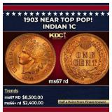 1903 Indian Cent Near Top Pop! 1c ms67 rd SEGS