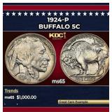 1924-p Buffalo Nickel 5c ms65 SEGS