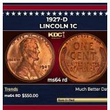 1927-d Lincoln Cent 1c Grades Choice Unc RD