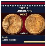 1920-p Lincoln Cent 1c Grades GEM+ Unc RD