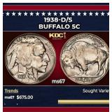 1938-d/s Buffalo Nickel 5c ms67 SEGS
