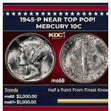 1945-p Mercury Dime Near Top Pop! 10c ms68 SEGS