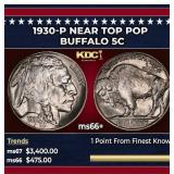 1930-p Buffalo Nickel Near Top Pop 5c ms66+ SEGS