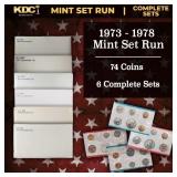 1973-1978 Mint Set Run 74 Coins 6 Complete Sets Co
