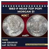 1883-p Morgan Dollar Near Top Pop! $1 ms67+ SEGS