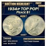 1934-p Peace Dollar TOP POP! $1 ms67 SEGS