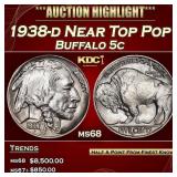1938-d Buffalo Nickel Near Top Pop 5c ms68 SEGS