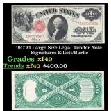 1917 $1 Large Size Legal Tender Note Grades xf Sig