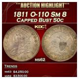 1811 Capped Bust Half Dollar O-110 Sm 8 50c ms62 U