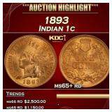 1893 Indian Cent 1c ms65+ rd SEGS