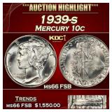 1939-s Mercury Dime 10c ms66 FSB SEGS