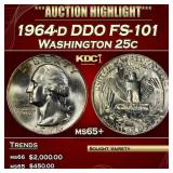 1964-d Washington Quarter DDO FS-101 25c ms65+ SEG