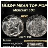 1942-p Mercury Dime Near Top Pop! 10c ms67+ fsb SE